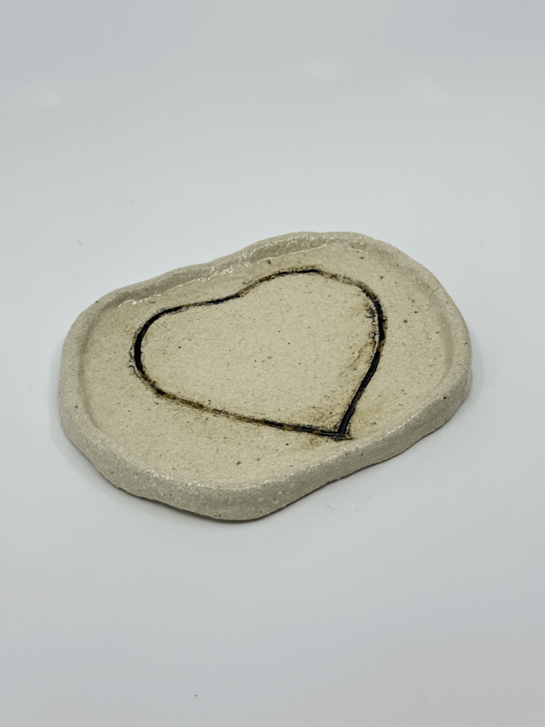 Plain dish bowl with brown love heart - Ceramic - Belinda  Briggs