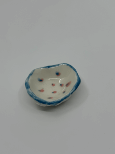 White pinch pot with blue and pink - Ceramic - Kella  Robinson