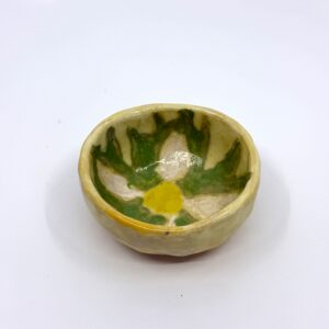 Small yellow, green and white flower dish bowl - Ceramic - Laurel Robinson