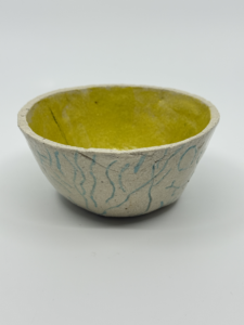Glazed bowl with yellow and blue  patterns - Ceramic - Robyn Briggs