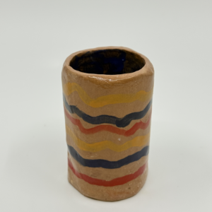 Mini Vase with Blue, Yellow And Red Lines - Ceramic - Robyn Briggs
