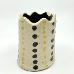 White Vase With Yellow And Black Dots