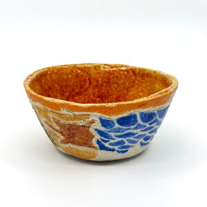 Orange Bowl with Turtle and Water Patterns