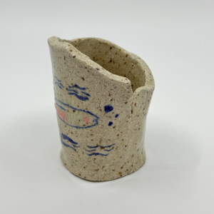 Mini vase with blue fish and water patterns