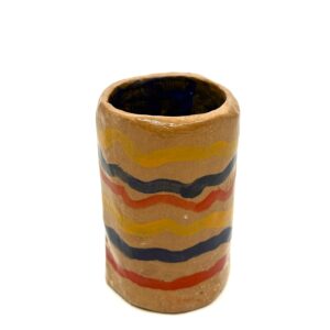 Mini Vase with Blue, Yellow And Red Lines