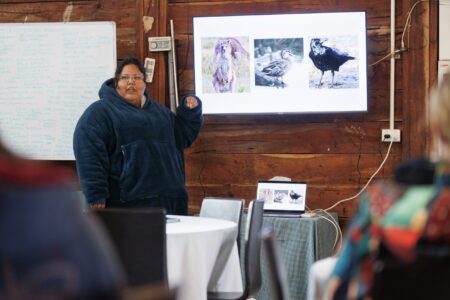Presenting to the group at a KINnected Camp, 2024